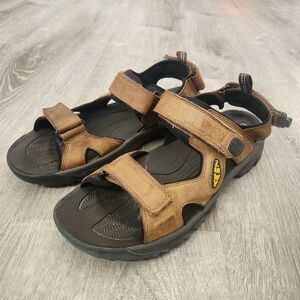 Keen Targhee III Brown Leather Outdoor Hiking Trail Strap Sandals Mens Size 10.5